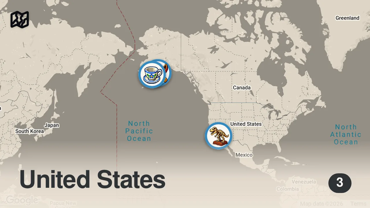 Map of 3 spots from Are Giant Thunderbirds Roaming the Alaskan Skies? | The Alaska Triangle | Travel Channel