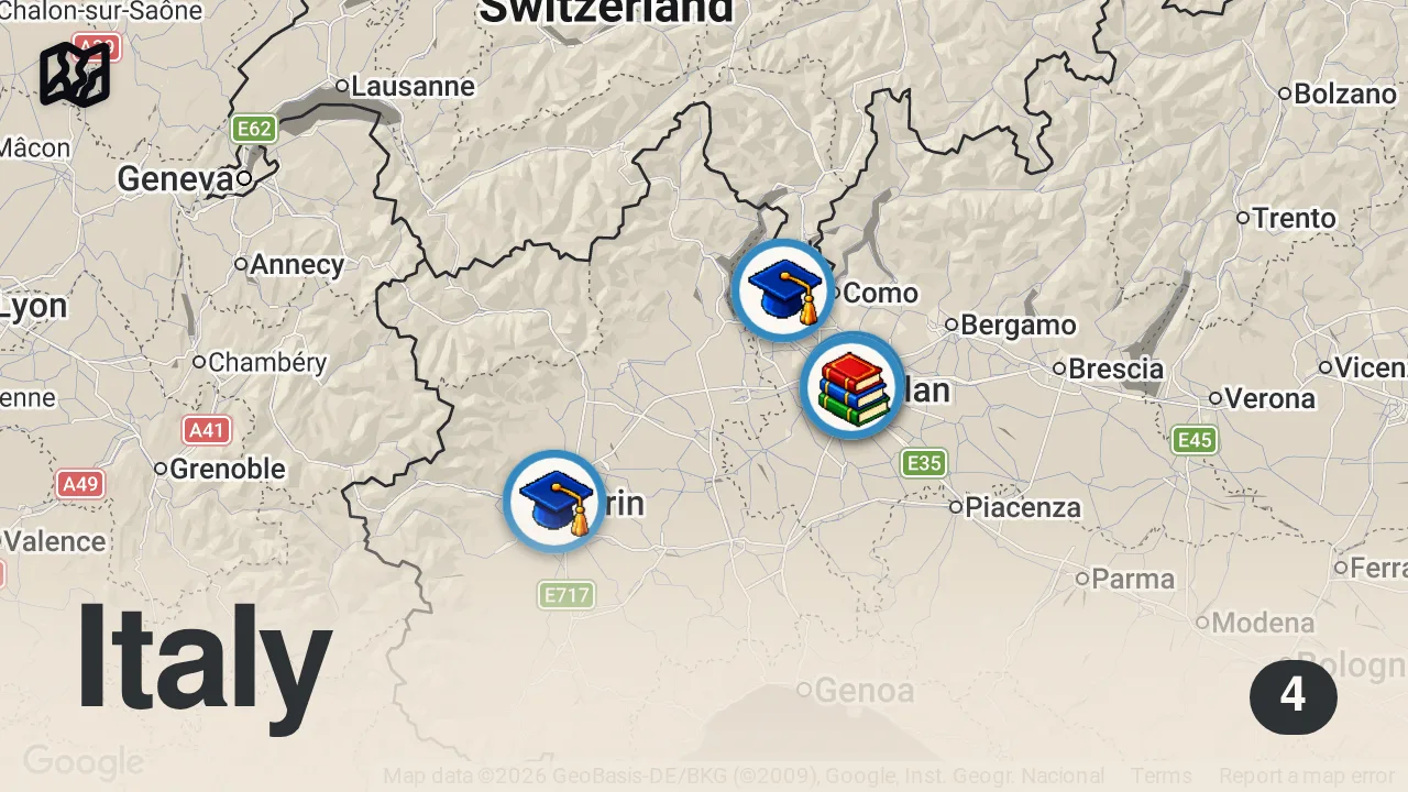 Map of 4 spots from How Italians Ask What You Do | Easy Italian 272