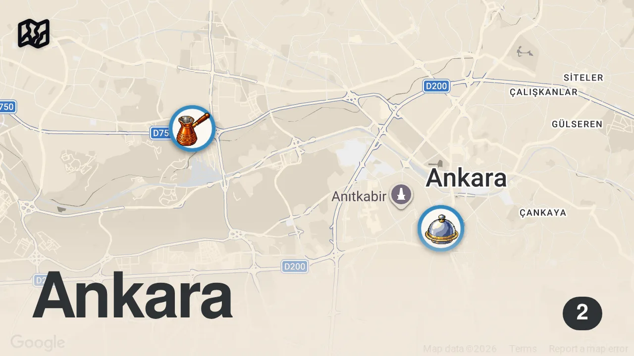 Map of 2 spots from Ankara’nın en iyi dönercisi hangisi? Reklam