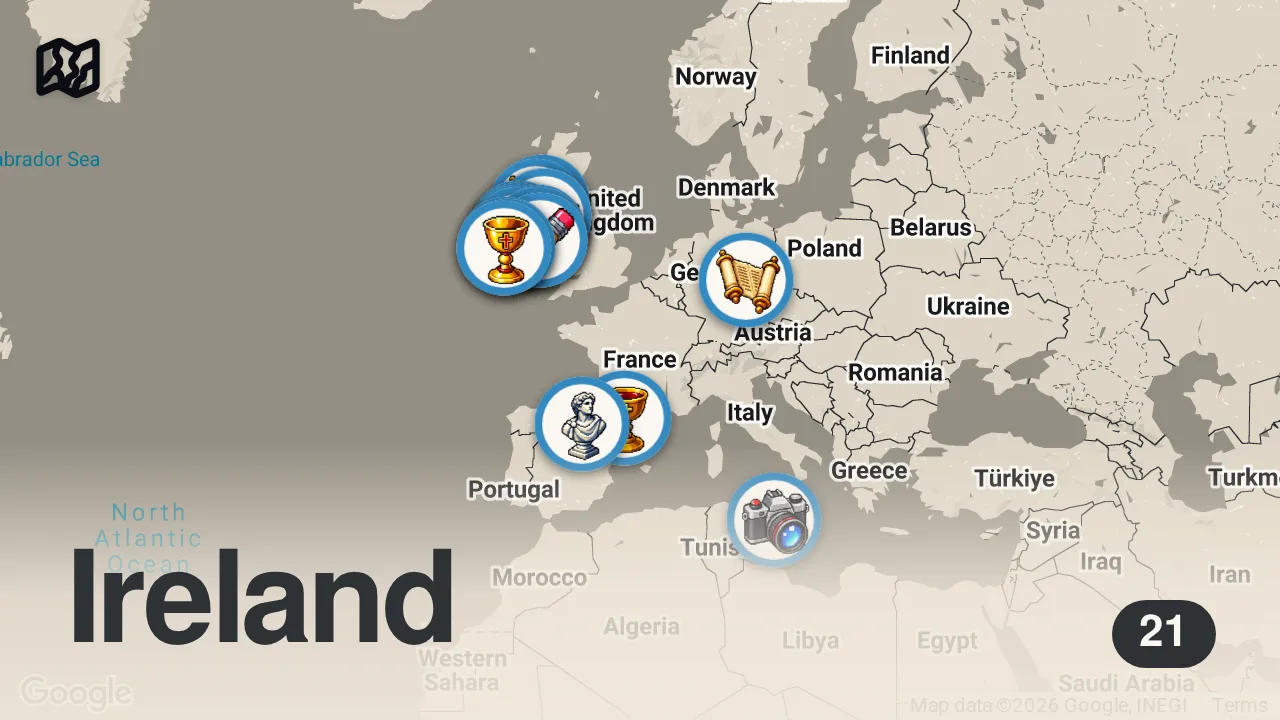 Map of 21 spots from What Did The First Europeans Actually Look Like?