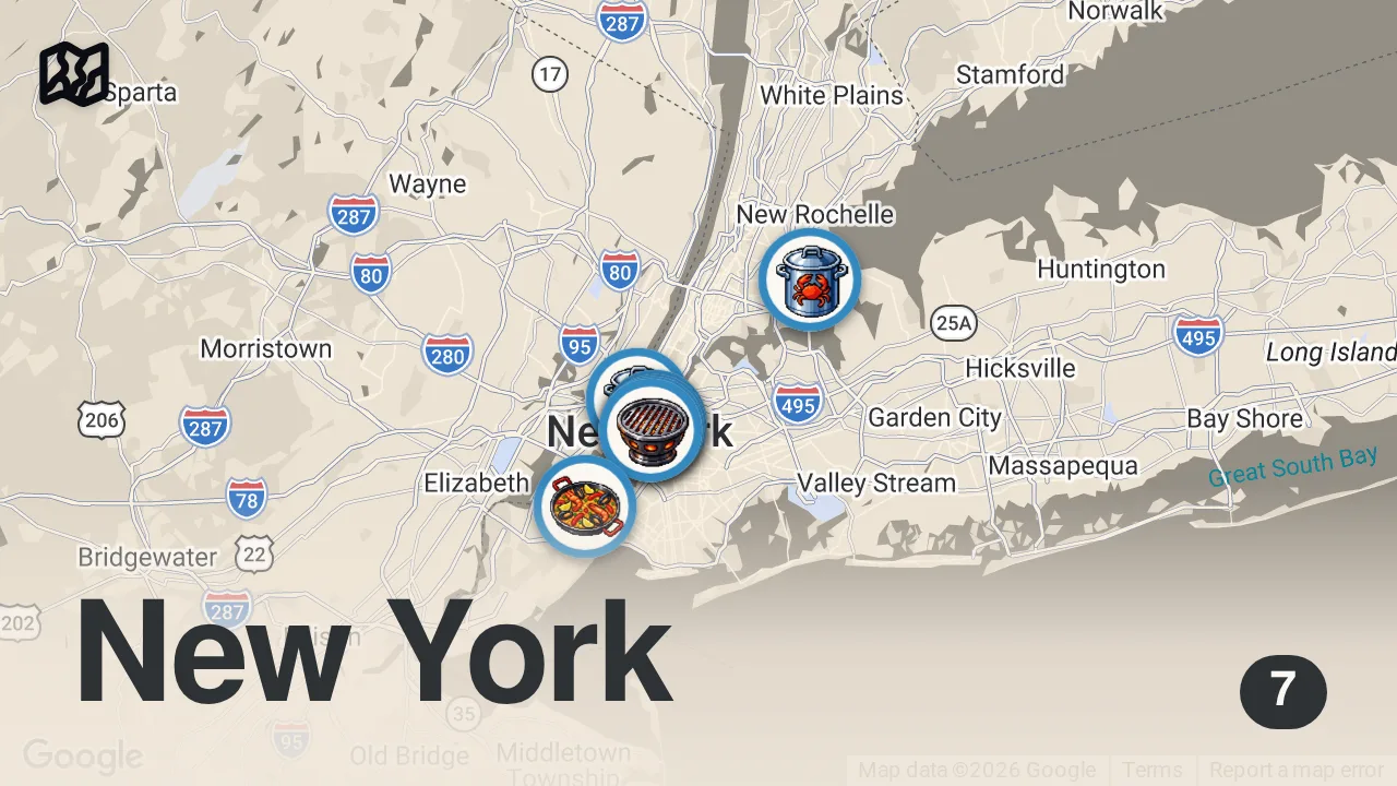 Map of 7 spots from How Heart of Dinner Delivers 65,000+ Meals to Elderly Asian New Yorkers — Queer Table