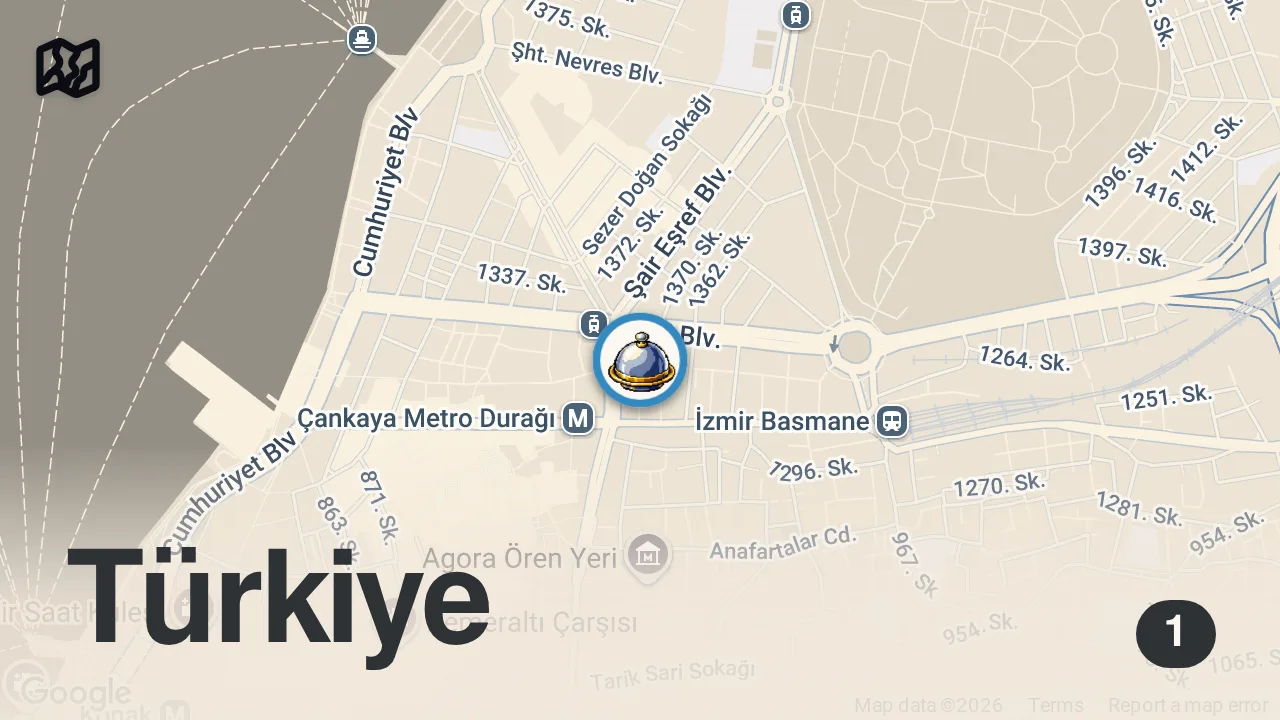 Map of 1 spot from Kemik suyuyla pişen bu nohutu sadece iyi değil harika buldum!