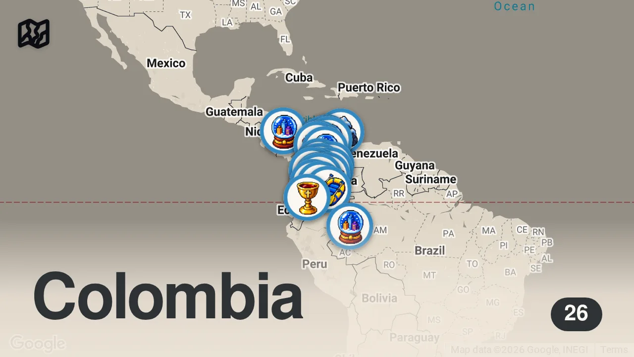 Map of 26 spots from Wonders of Colombia | Most Amazing Places in Colombia | 4K Travel Guide