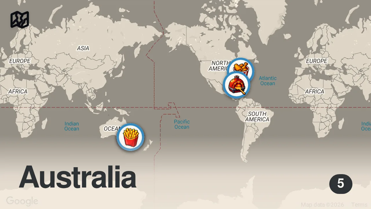 Map of 5 spots from I Tried NEW Fast Food Menu Items (You Won’t Believe This)