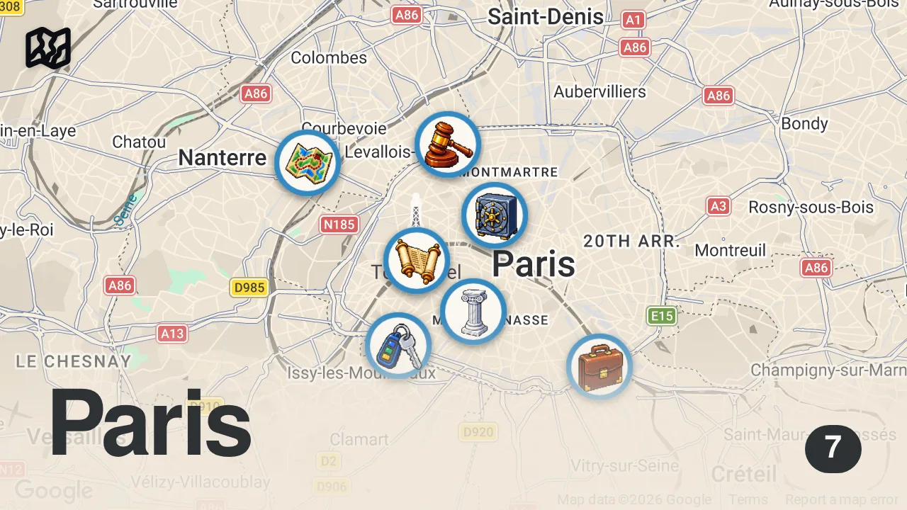 Map of 7 spots from The Most Hated Building In Paris