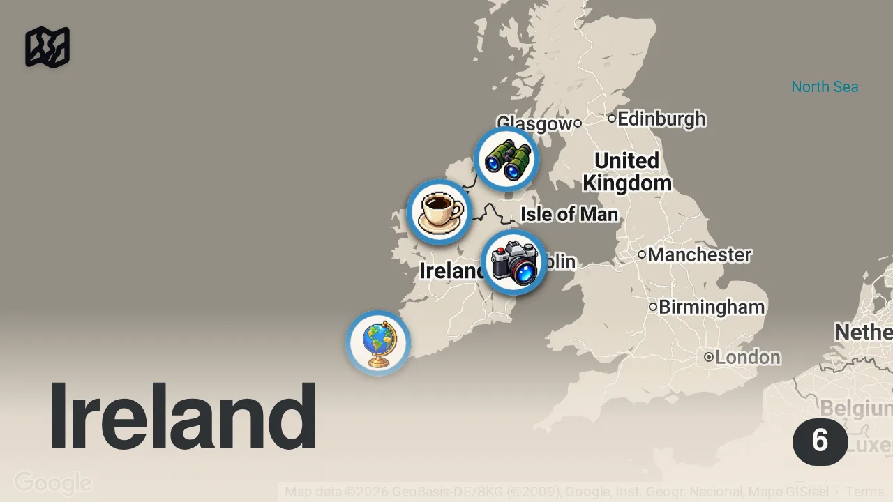 Map of 6 spots from 31 ESSENTIAL First Time IRELAND Travel Tips