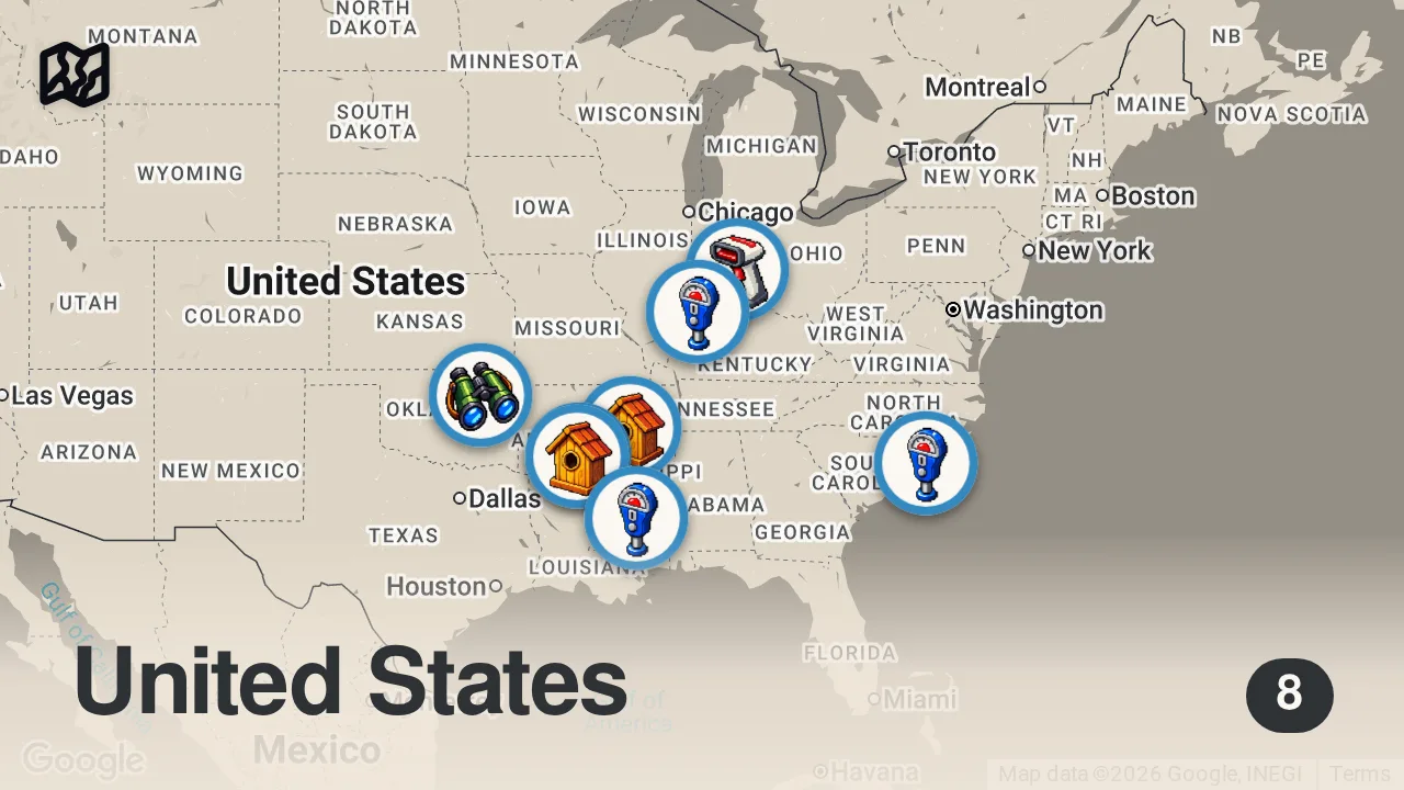 Map of 8 spots from Modern Segregation Is Real — I Found Where It STILL Exists