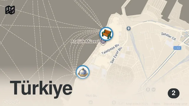 Map of İzmir’in en iyi restoranı hangisi? #izmir #tarih #alsancak #kordon #restoran #yemek #altay