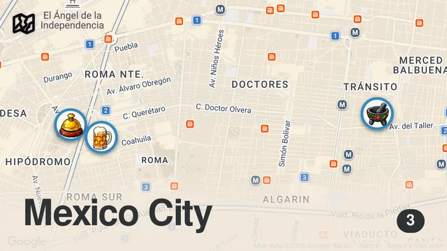 Map of We ordered SO MANY tacos. Mexico City with a local! DEVOUR POWER