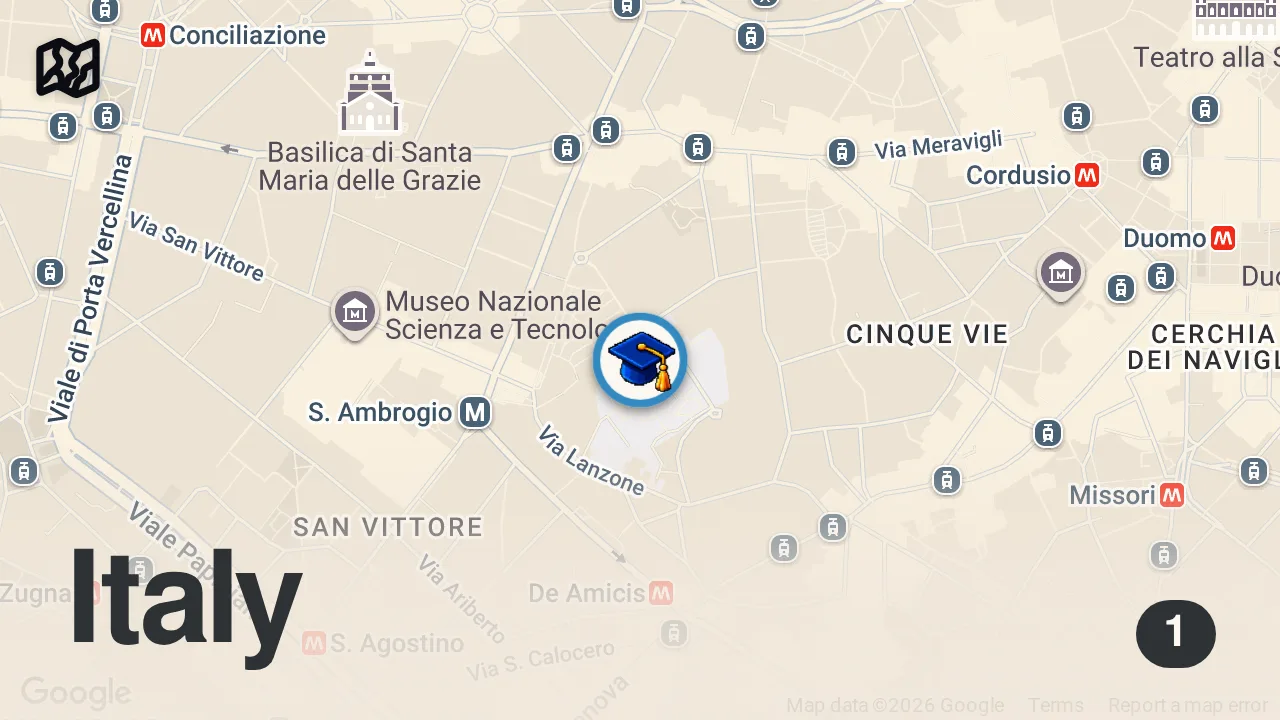 Map of 1 spot from Come la tua mente ti inganna ogni giorno con Massimo Bustreo