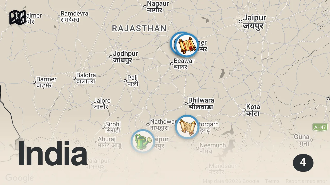 Map of 4 spots from Riding a Train in India | 8 Hours on an Indian Train Rajasthan