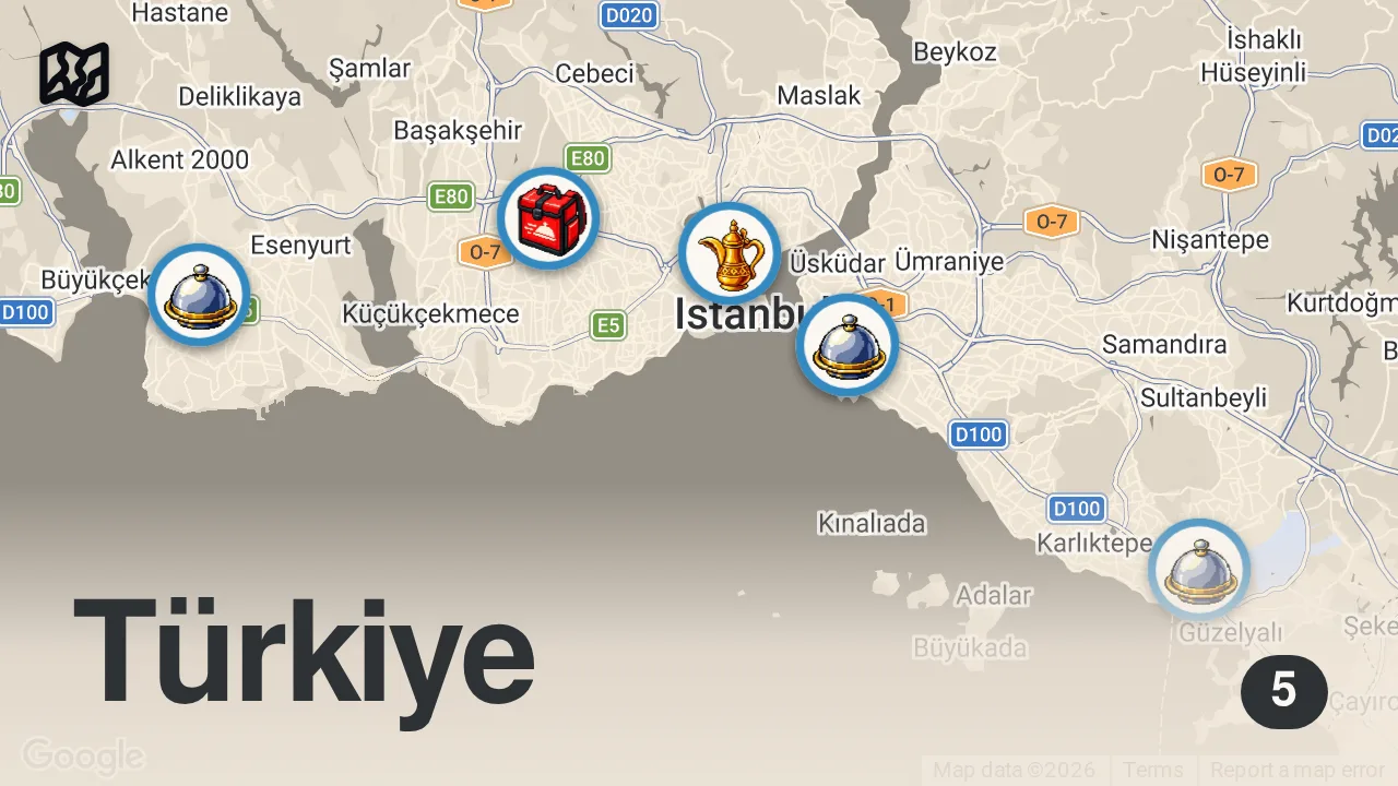 Map of 5 spots from EN SEVDİĞİMİZ PİDECİLER - TOP 5️⃣ - Ayaküstü Lezzetler