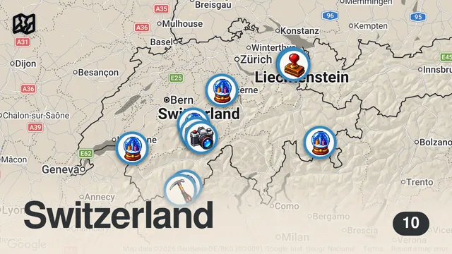 Map of Die schönsten Orte in der Schweiz (Reise Tipps)
