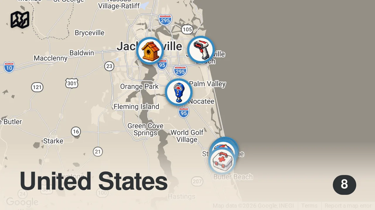 Map of 8 spots from America's Oldest City  | St  Augustine, Florida