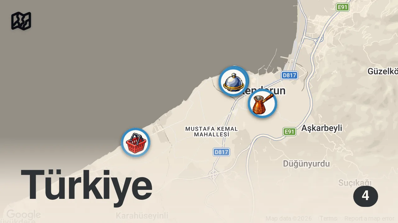 Map of 4 spots from GÖREVİMİZ YEMEK 2 @Cemozu18