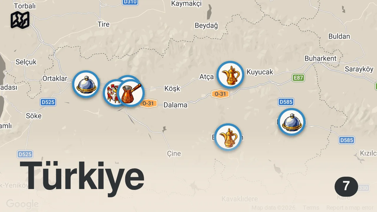 Map of 7 spots from AYDIN'DA NE YENİR?