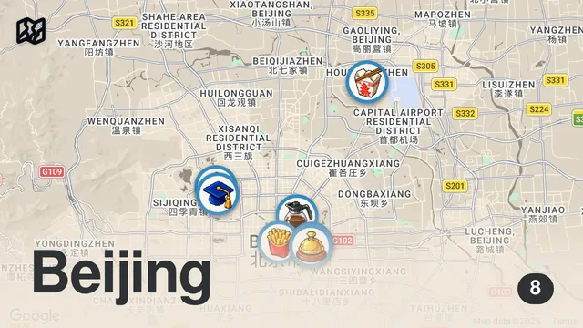 Map of Visiting A High-End Shopping Street & Trying Peking Duck In Wangfujing Street, Beijing, China 🇨🇳