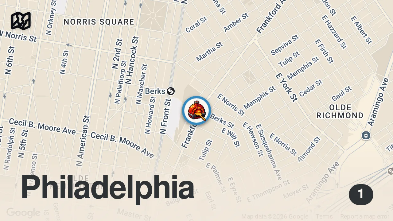 Map of 1 spot from Trying my favorite pizza in the WORLD! ๐ฅ๐๐ @liguriaphilly