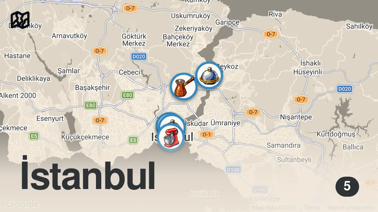 Map of 5 spots from İstanbul Lezzetleri | Ayaküstü Lezzetler