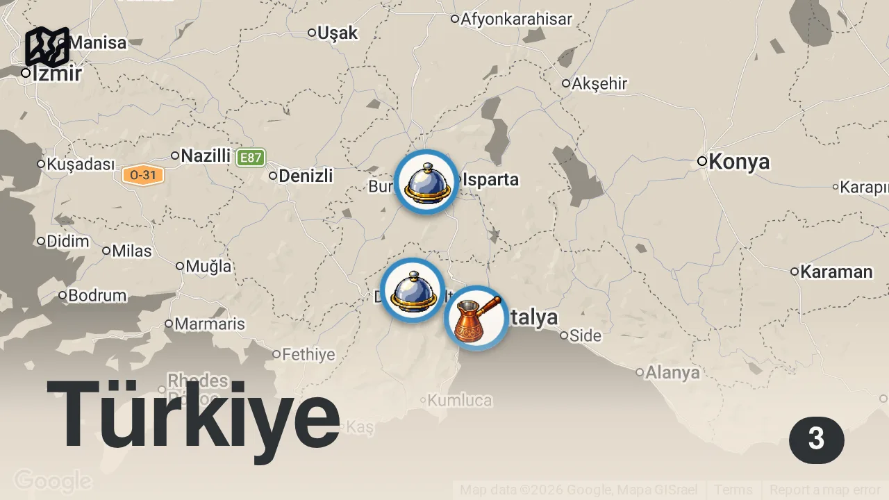 Map of 3 spots from SİZCE BU BİLGİ DOĞRU MU? 😊 #shorts #burdurşiş #yemek