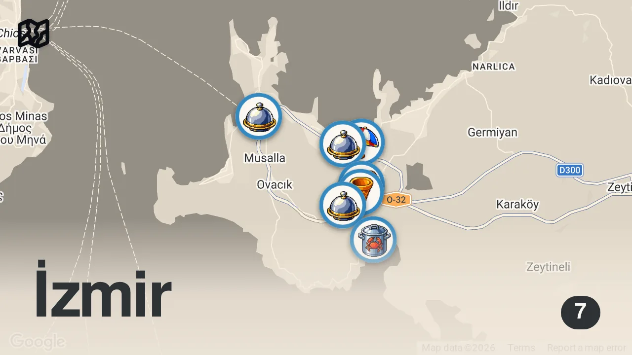Map of 7 spots from ALAÇATI VE ÇEŞME LEZZETLERİ (2022’nin en güncel rehberi!) - Ayaküstü Lezzetler