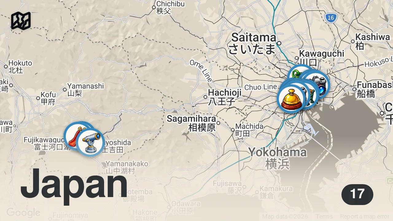 Map of 17 spots from 5 Solo Days in Tokyo 🍁 An Autumn Itinerary