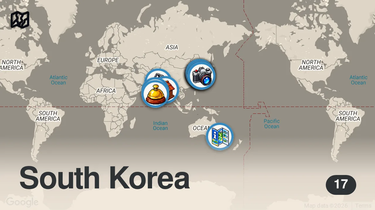 Map of 17 spots from Best KOREAN FOOD Tour Ever!! 33 Meals from Seoul to Busan! [Full Documentary]