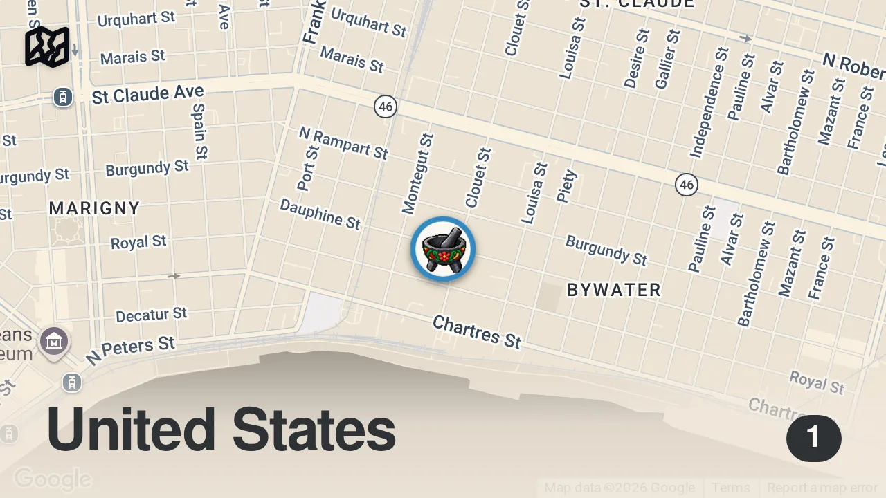 Map of 1 spot from Behind the Scenes at Acamaya: New Orleans' New Culinary Star - Mise En Place