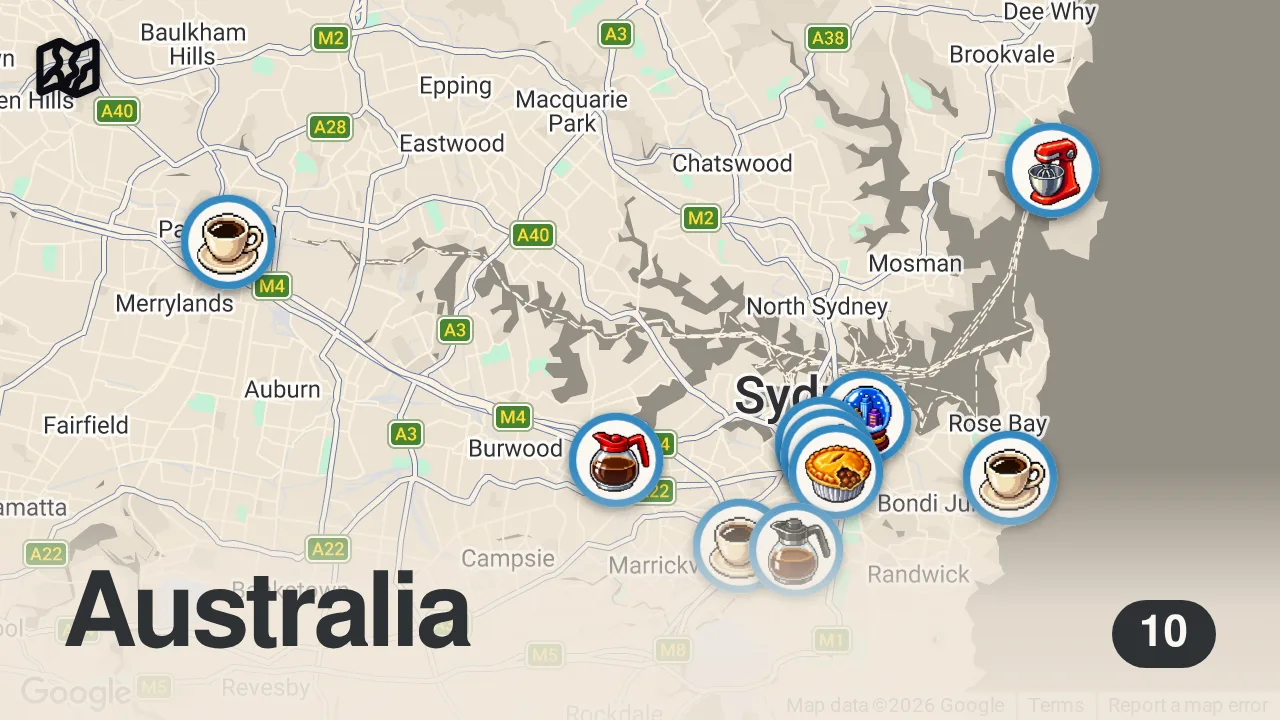 Map of 10 spots from Top 10 Best Breakfasts in Sydney, Australia