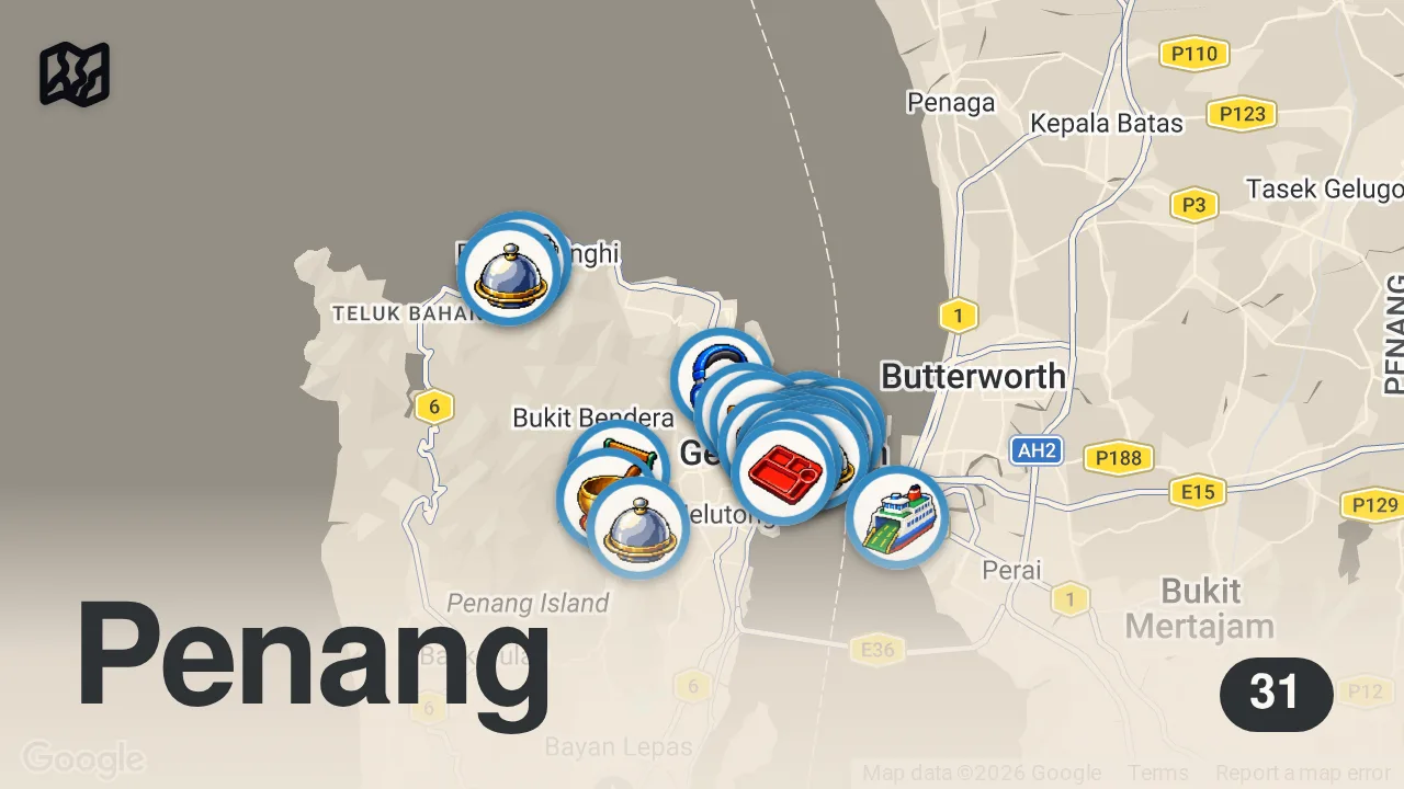 Map of 31 spots from We Spent 4 Days in Penang! | Malaysia Travel Guide and Itinerary
