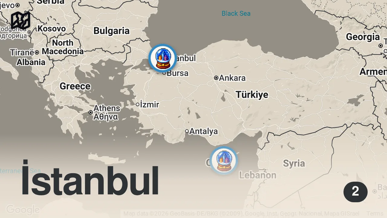 Map of 2 spots from Metin Akpınar'la Oturduk, Sohbet Ertesi Gün Bitti #shorts