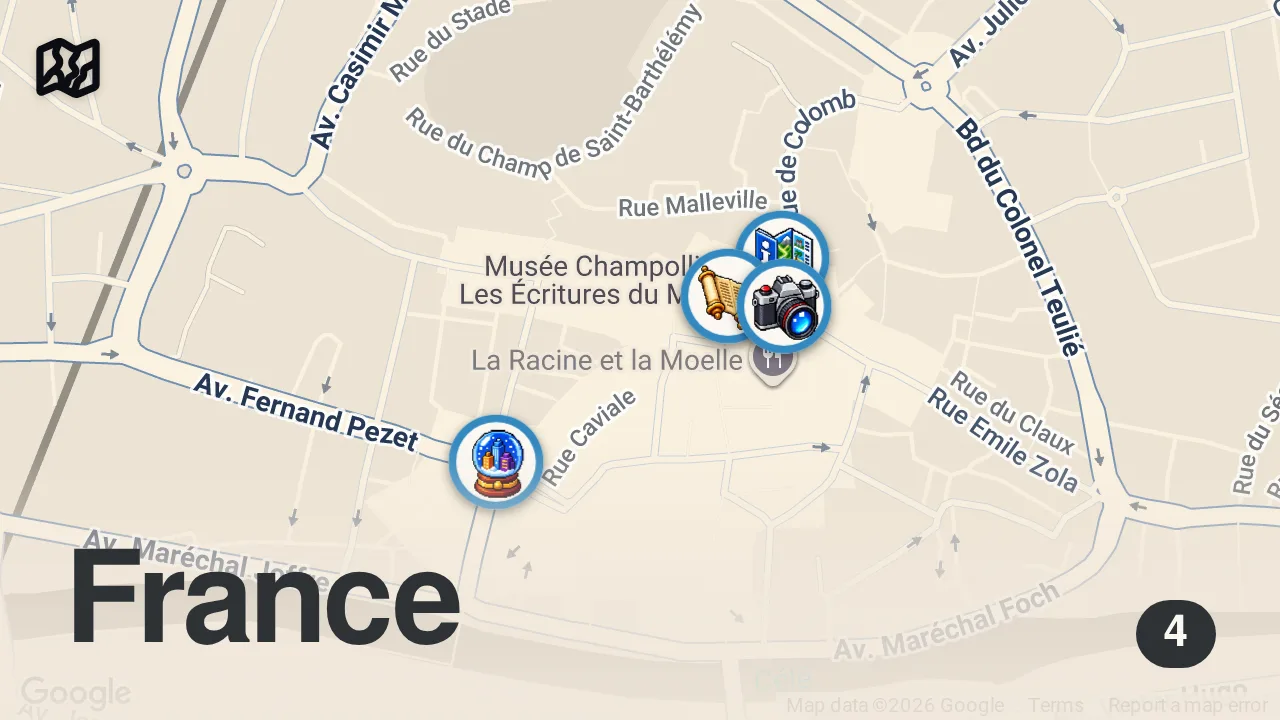 Map of 4 spots from Un week-end à Figeac #toulouse #toulousemaville #francetourisme #evasion #figeac #lot #tourisme