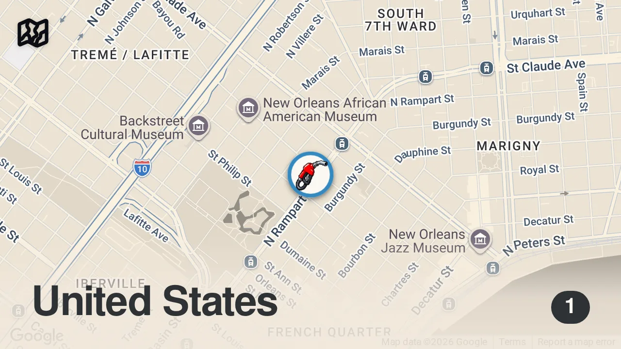 Map of 1 spot from Gas Station Fried Chicken