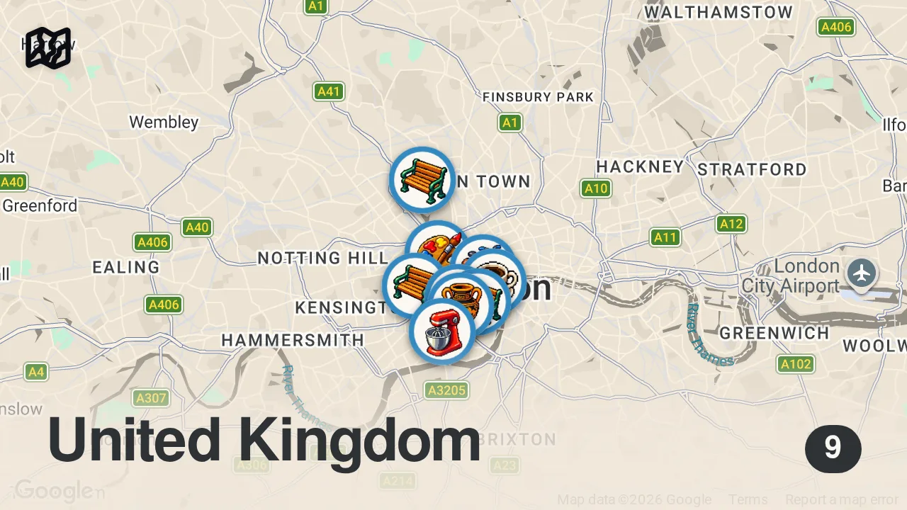 Map of 9 spots from 3 things to do in London on a budget #shorts