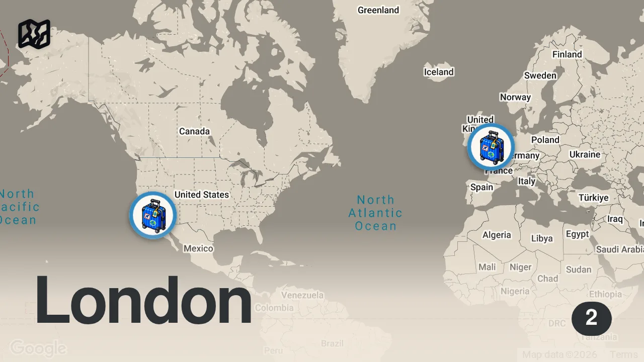 Map of 2 spots from I Tried Cheap vs Expensive Airplane Food
