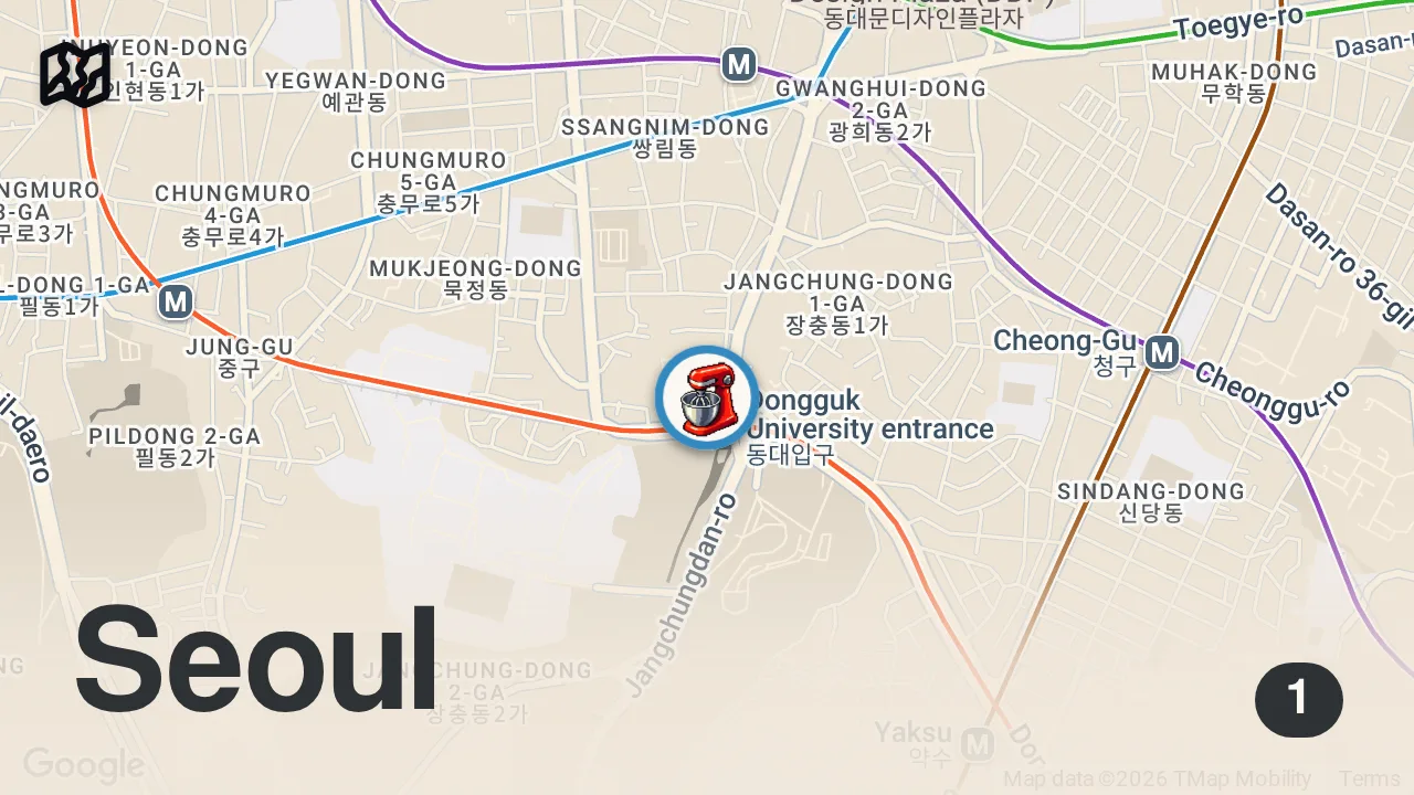 Map of 1 spot from Only Eating LOCAL Snacks for 24 hrs in Seoul! ๐ฐ๐ท
