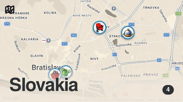 Map of SLOVAK FOOD & CRAFT BEER in Bratislava – Best Local Pubs & Restaurants