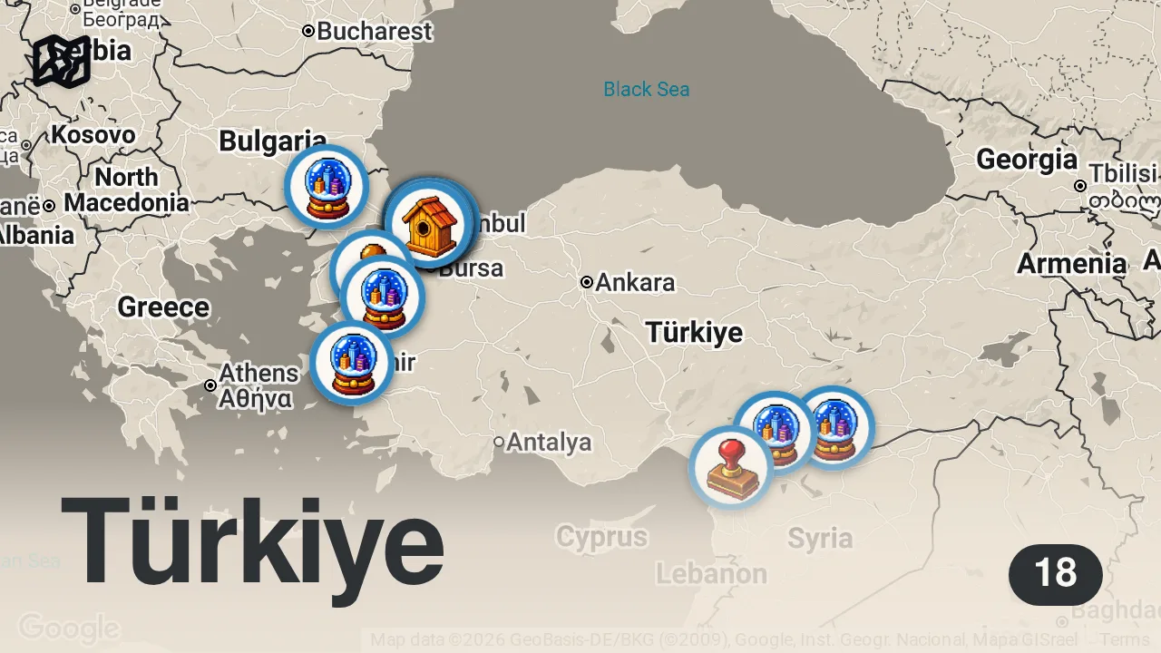 Map of 18 spots from ISTANBUL OFFAL GUIDE (Söğüş, Liver, Kelle Paça, Offal Stew) - Ayaküstü Lezzetler