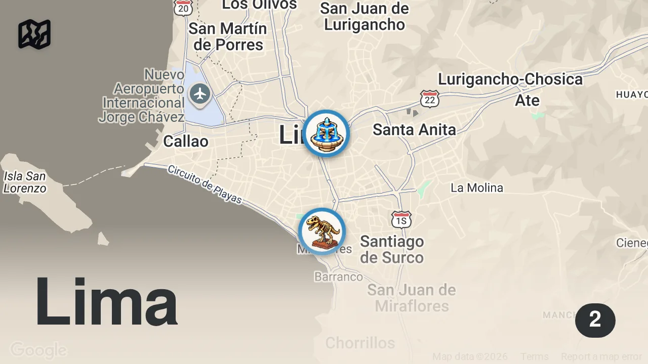 Map of 2 spots from Welcome to Peru! | Best Essential Tips & Travel Guide