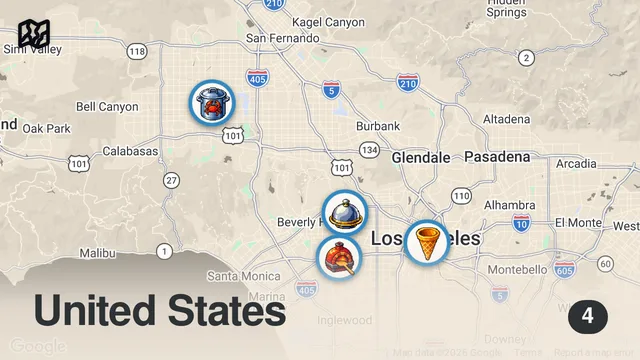 Map of Trying Rapper Owned Restaurants in LA