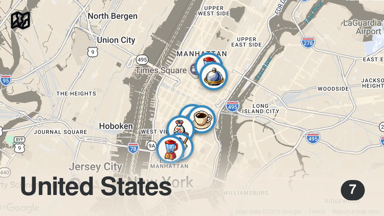 Map of 7 spots from The Best Anti-Inflammatory Restaurants in NYC 🥗🍽️