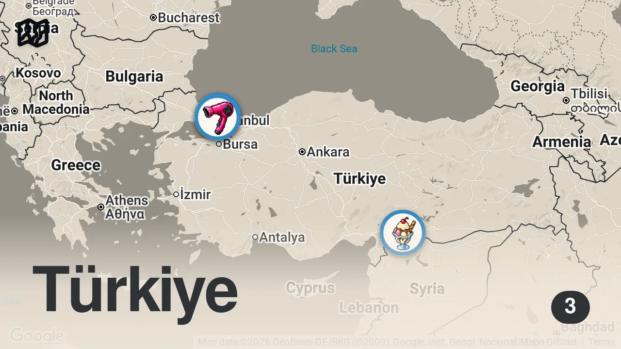 Map of 3 spots from EN SEVDİĞİMİZ BÖREKÇİLER - TOP 5️⃣ - Ayaküstü Lezzetler
