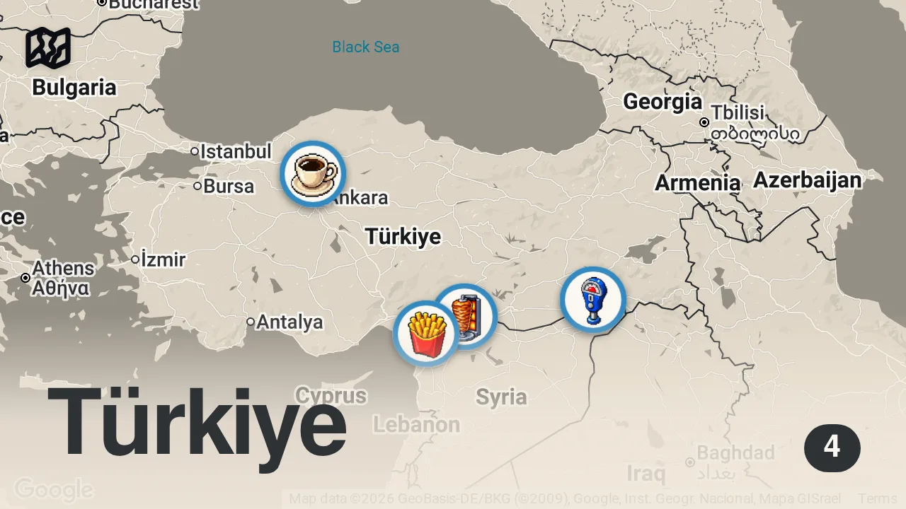 Map of 4 spots from 3 SAATTE 4500 TL SERİSİ!!! Sokak versiyonu!!!