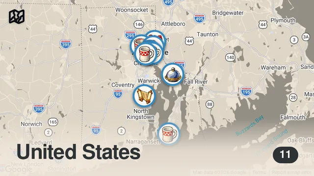 Map of Best Brunch Spots in Rhode Island