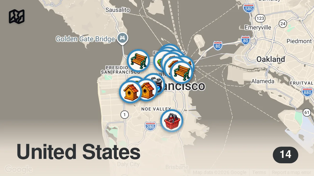 Map of 14 spots from Best Things To Do in San Francisco // ULTIMATE 2-day itinerary // SF Travel Guide