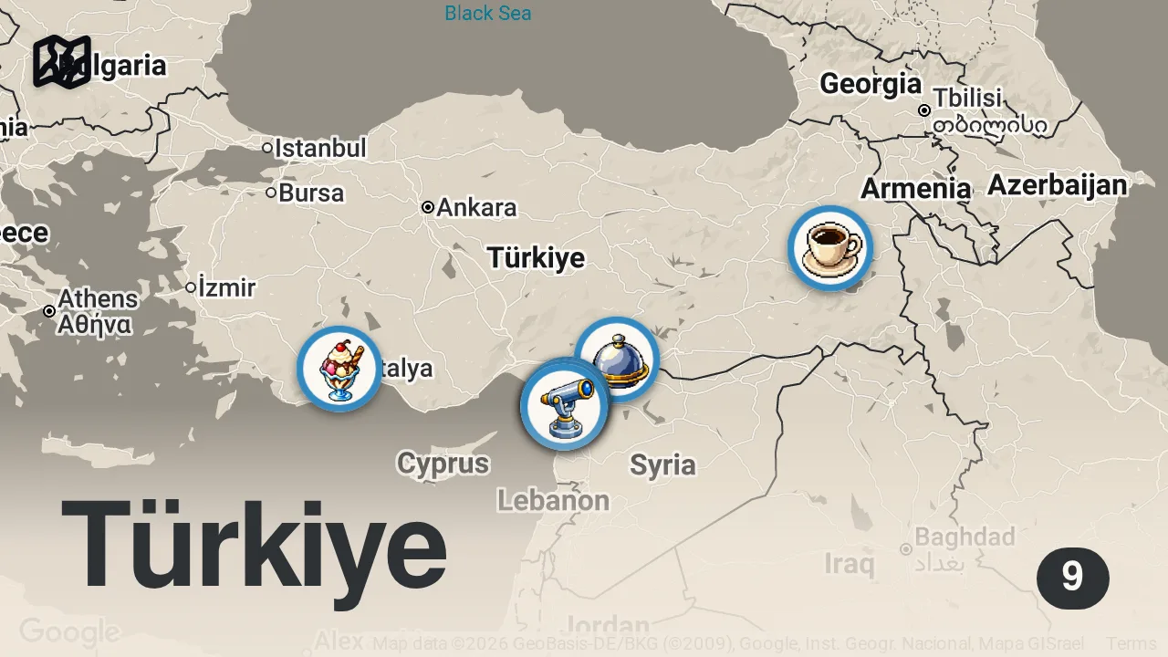 Map of 9 spots from HATAY SOKAK LEZZETLERİ!!!