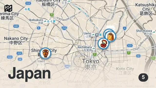 Map of 5 Authentic Japanese Cultural Experiences in Tokyo 2026