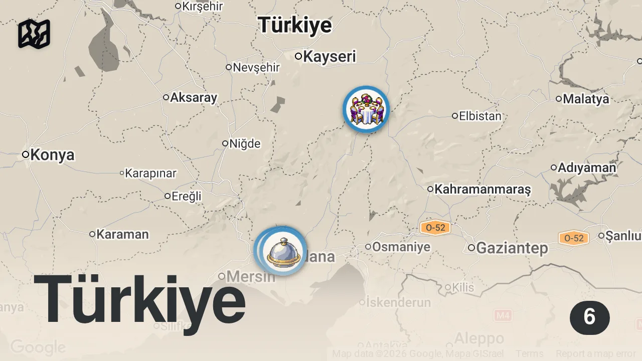Map of 6 spots from 3 SAATTE 6000 TL SİLİNEN VİDEO !!!!!