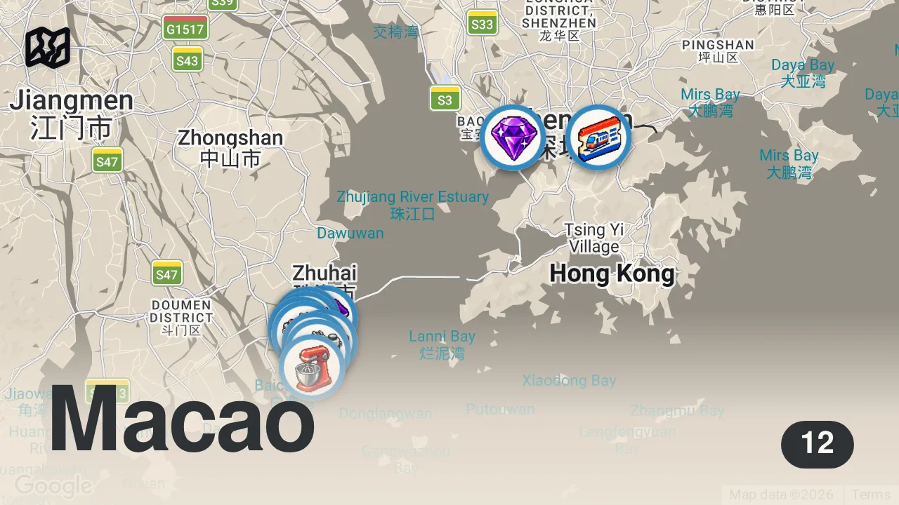 Map of 12 spots from I Visited the Most Advanced City in the World