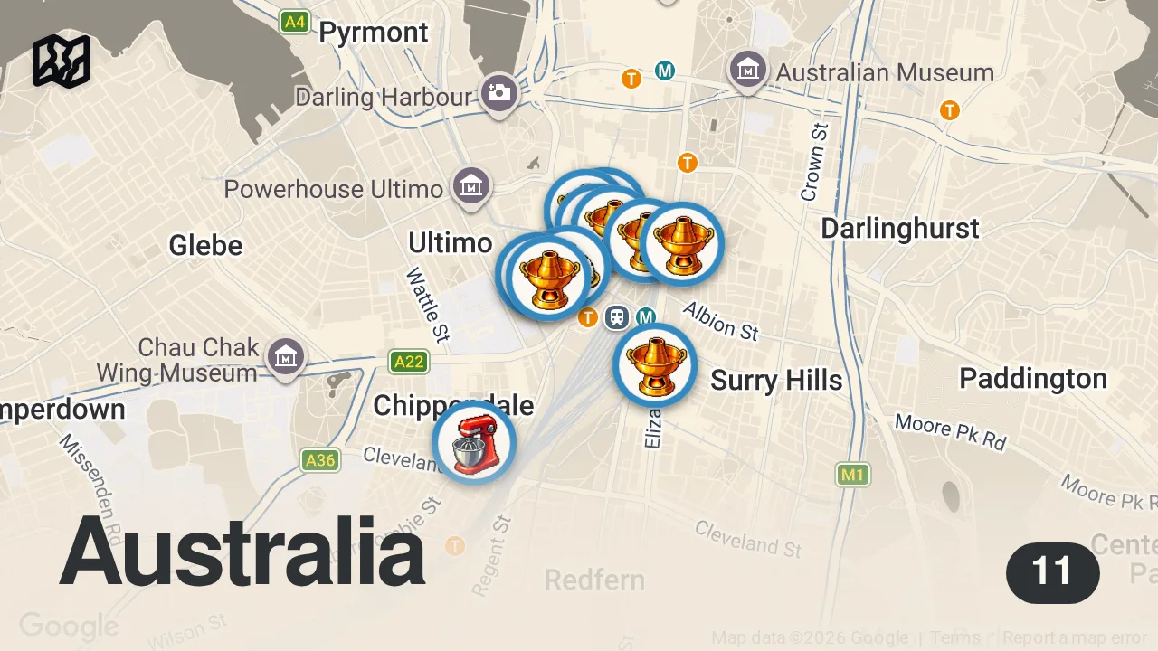 Map of 11 spots from Best Thai Food - 29 Dishes You Have to Try in Thai Town!!